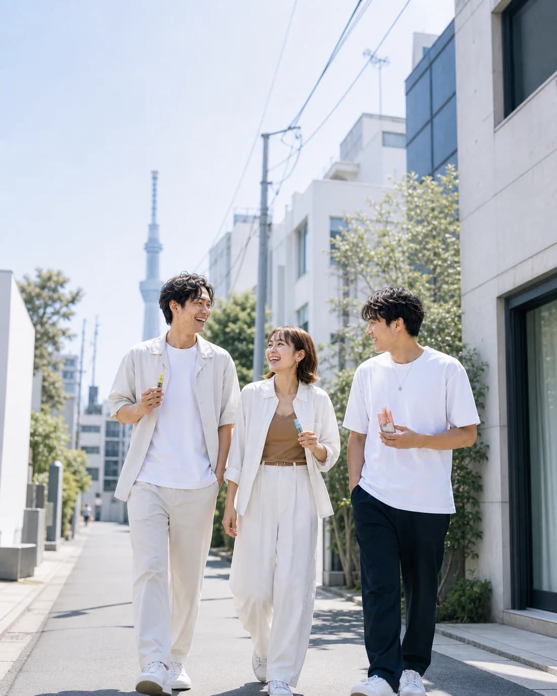 街を歩きながら会話する大人たち